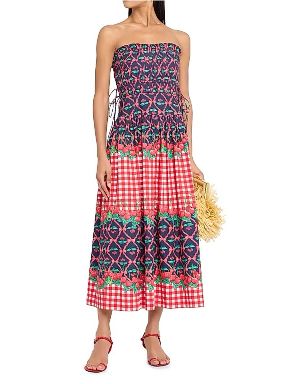 NWT Damson Madder Kelia Cherry Pie Strapless Midi Dress